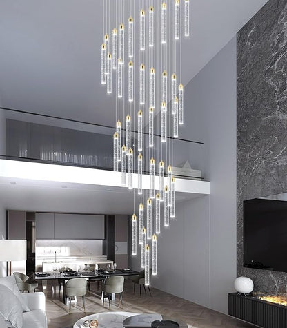 236'' Modern Crystal Chandeliers Long High Ceiling Chandelier for Staircase Dimmable LED Spiral Chandelier Hanging Ceiling Light Fixture for Entryway Foyer Hallway