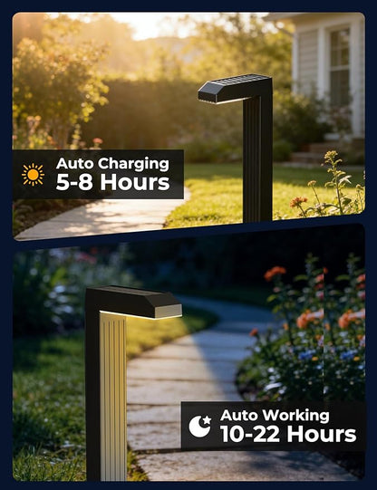 Vosaro Solar Pathway Lights Outdoor, 6 Pack 3-in-1 Solar Walkway Lights with 3000K/4500K/6000K, Tempered Glass Panel & IP65 Waterproof, Auto On/Off Landscape Lighting for Path Step Yard Driveway