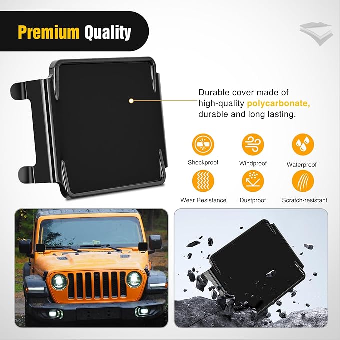 Nilight 3 inch Cube Light Pod Cover 2 PCS Black Protective Covers Durable Polycarbonate Lens Waterproof Dustproof Scratch-Proof for Square Lights Off Road Driving Lighting
