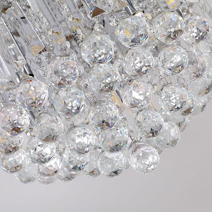 Modern K9 Crystal Raindrop Chandelier Lighting, Flush Mount G9 Base Ceiling Light Fixture Pendant Lamp for Dining Room Bedroom Livingroom Required Height 11''x Width 16''(Chrome)
