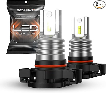 SEALIGHT 5201/5202 LED Fog Light Bulbs, Real 1:1 100% Successful Installation, 6500K Cool White Fog Light Bulb, PS24W/PS19W LED Fog Lights For Cars, Clearance Light Marker Light Plug-N-Play Pack of 2