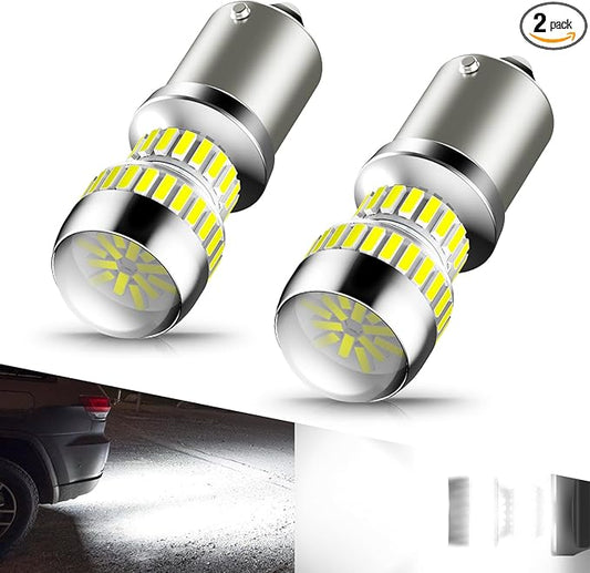 AUXITO 1156 LED Bulb White 7506 BA15S P21W LED Light Replacement with Projector for Backup Reverse Tail Brake DRL Turn Signal Parking Light, Pack of 2