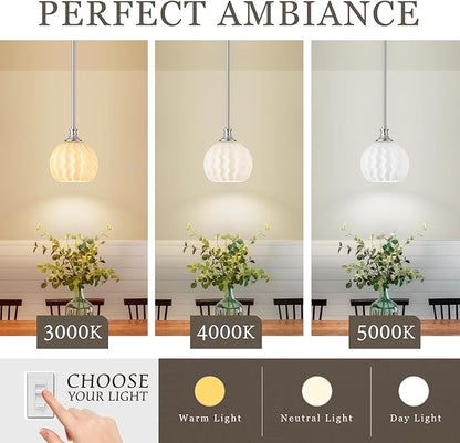 Brushed Nickel Pendant Lights Kitchen Island 2 Pack, 7.3" Modern Farmhouse Milk Glass Globe Light Fixtures with Adjustable Rods, Hanging Ceiling Lighting for Sink, Hallway (E26 Base)
