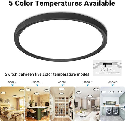 8 Pack LED Flush Mount Ceiling Light,7Inch 15W,3000K/3500K/4000K/5000K/6500K 5 Color Temperatures Ceiling Light Fixture for Kitchen Porch Hallway Bedroom Bathroom and Closet,Black
