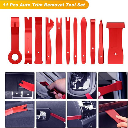 GOOACC 40Pcs Trim Removal Tool,Auto Terminal Removal Key Tool,Auto Clip Pliers Stereo Removal Tools,Car Upholstery Repair Removal Kit,Precision Hook and Pick Set,Wiring Threader,Car Film Scraper