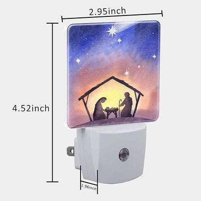 Birth of Jesus in Bethlehem Night Light Plug into Wall with Dusk to Dawn Sensor Cute Nightlight for Kid Girls Boys Women Men Room Decor, Hallway, Kitchen, Bathroom, Nursery, Stairs
