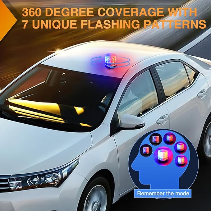 Nilight 18LED Strobe Lights Red Blue Wireless Rotating Emergency Safety Flashing Beacon Light with Magnetic Base Mount and Two Types of Plugs for Vehicle UTV Truck Forklift Tractor Snow Plow