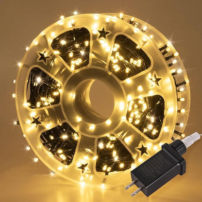 Etinga 500 LED String Lights 165ft Warm White, Black-Green Wire Plug in Fairy Lights with 8 Lighting Modes, Christmas Lights for Tree Yard Patio Wedding Holiday Decor (Warm White, 500 LED 165ft)