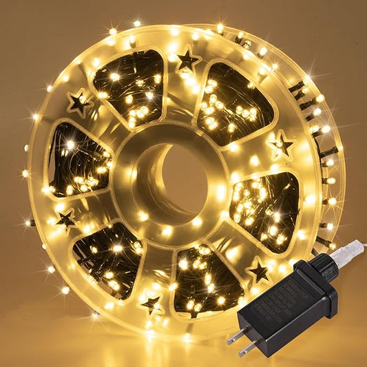 Etinga 500 LED String Lights 165ft Warm White, Black-Green Wire Plug in Fairy Lights with 8 Lighting Modes, Christmas Lights for Tree Yard Patio Wedding Holiday Decor (Warm White, 500 LED 165ft)