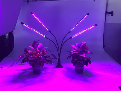 Full Spectrum 4 Heads LED Plant Grow Light with Flexible Gooseneck, 3/9/12H 3 Modes 10 Dimmable Levels, 160 LEDs Clip On Grow Light for Indoor Plants, Seed Starting, Flowers & Vegetables