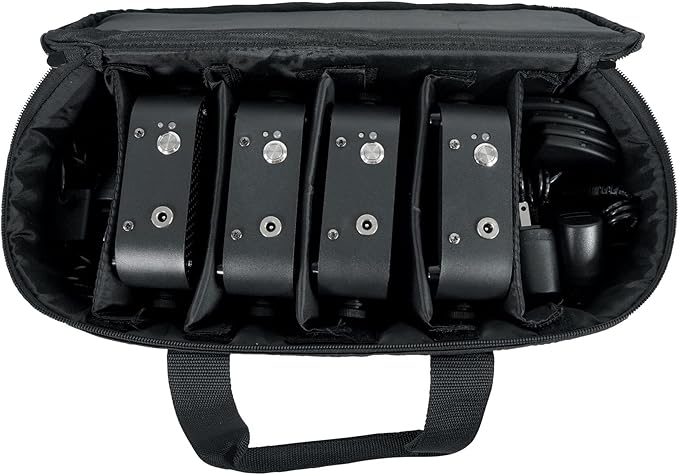 Rockville 4 PACK MINI RF1 V2 Black RGBWA+UV Battery-Powered Wash Lights with RF Remotes, Wireless DMX, Travel Bag, Perfect for DJs & Events
