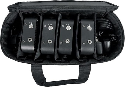 Rockville 4 PACK MINI RF1 V2 Black RGBWA+UV Battery-Powered Wash Lights with RF Remotes, Wireless DMX, Travel Bag, Perfect for DJs & Events