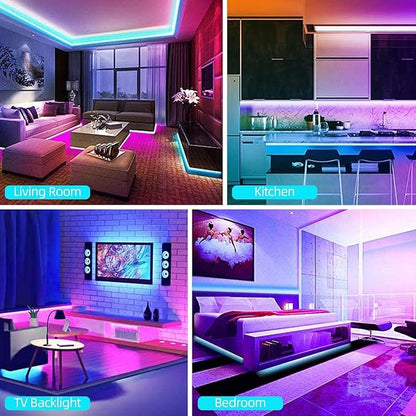 Lcutml 200FT Smart LED Strip Lights (2 Rolls of 100ft), RGB Strip Lights Sync to Music with 40 Key Remote Controller LED Lights for Bedroom,Christmas Lights decration (Multi-Colored, 200FT)