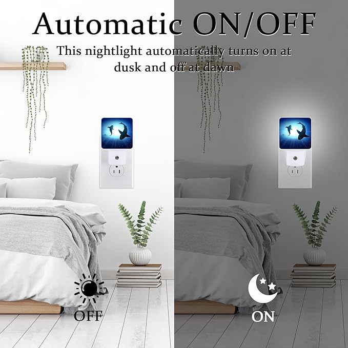 Blue Cute Shark Night Light, Plug-into Wall Fish Sea Ocean Theme Nightlight Lamp with Dusk to Dawn Sensor, Led Lamp 0.5W Energy Efficient for Boys Girls Adults Home Decor