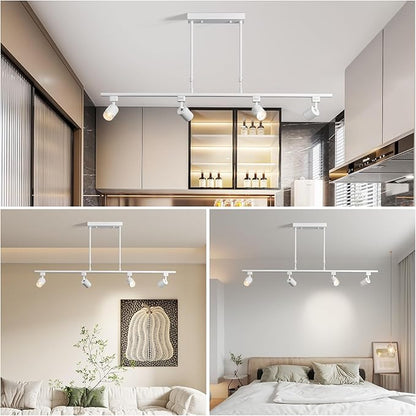 4-Pack Adjustable LED Track Lighting System - White Ceiling Mount Spotlights with 360° Rotation for Kitchen, Bathroom, Dining Room & Hallway, Easy Install Modern Home Lighting Fixtures