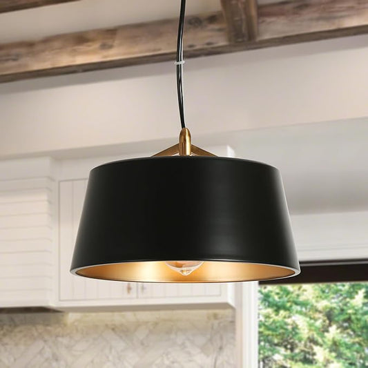 KSANA Pendant Light Fixtures, Modern Pendant Hanging Lights Black and Gold Farmhouse Pendant Light for Kitchen Island, Dining Room, Hallway, Entryway