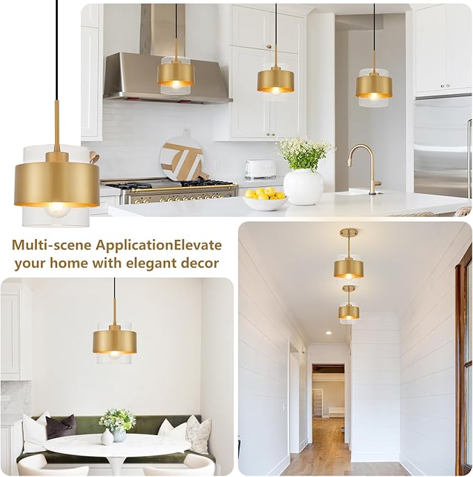 7" Modern Pendant Lights Kitchen Island, Farmhouse Pendant Light with Durable Metal Shades,Farmhouse Pendant Lighting for Kitchen Island Living Room Hallway