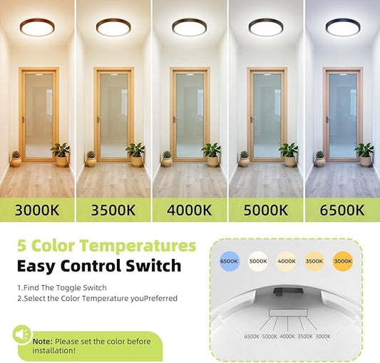hepside 1PACK Flush Mount LED Ceiling Light Fixture 5CCT 7Inch 15W & 100W Equivalent Closet Light Fixture,Small Round Slim Surface Ceiling Lamp for Hallway,Bathroom,Bedroom,Kitchen,Interior