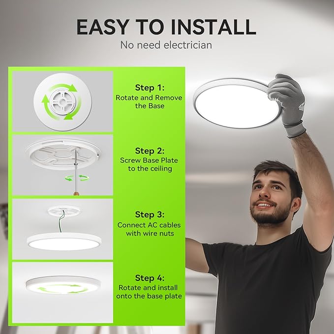 MODERN 28W 3200lm LED Flush Mount Ceiling Light, Super Slim 12 inch LED Ceiling Light, 5000K Daylight LED Ceiling Light for Bedroom, Living Room, Dining Room,Garage and Office… (5000K-8 Pack(White))