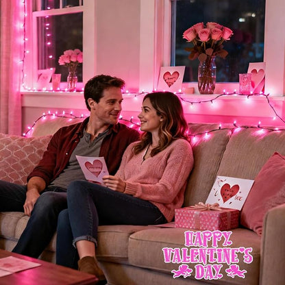 Pooqla Pink String Lights, 200 LED 66 ft Pink Lights Valentines Day Decorations, 8 Modes Pink Fairy Light Plug in for Home Yard Patio Wedding Party Christmas Mother's Day Decoration