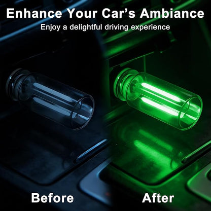 2 Packs USB Light for Car, Touch Dimmable Car Interior Ambient Lights - Portable Mini USB LED Light Bulb, Retro Glass Bottle Night Light for Vehicle, Bedroom, Hallway, Camping(Green)