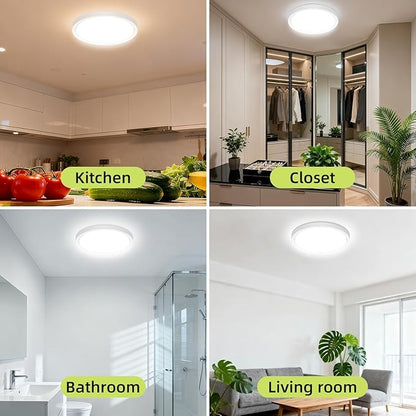 hepside 2Pack 12Inch LED Flush Mount Ceiling Light Fixture 5CCT 24W 2800LM Closet Light Fixture,Small Round Slim Surface Ceiling Lamp for Hallway,Bathroom,Bedroom,Kitchen,Interior