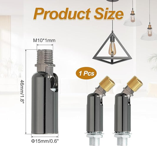 MECCANIXITY Sloped Ceiling Adapter, 180 Degree 46x15mm M10 Fine Thread Sloped Ceiling Light Fixture Adapter Kit for Ceiling Pendant Light Chandelier Track Suspend(Bright Black)