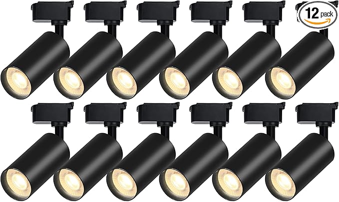 H Type LED Track Lighting Heads 12 Track Lights 6000K 20W 2400lm High Brightness Track Lighting System for Accent Lighting, Dimmable Ceiling Lights Spotlight Fixtures (No Track Rails)