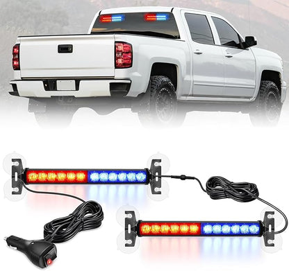 Nilight 24LED Emergency Strobe Traffic Advisor Light Bar 2 in 1 Red Blue Dash Warning Safety Flashing Lights Front/Rear Windshield Construction Lights for Trucks Cars Plow Police Firefighter Vehicles