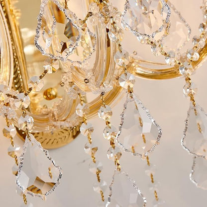 Large Modern Crystal Wall Lights - 6 Lights Maria Theresa Wall Lamp Chandelier Light Fixtures, Gold Wall Mounted Sconce for Hotel, Living Room, Hall, Lobby
