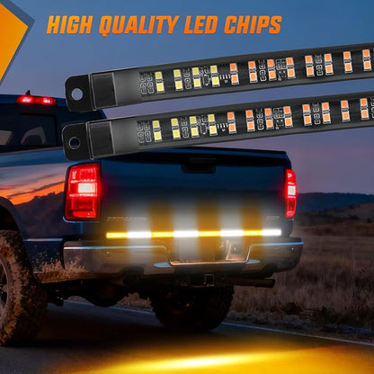 Nilight 49 Inch Emergency Strobe Light Strips with Controller, 288LED Flashing Warning Hazard Safety Rear Window Tailgate Lights for Truck Trailer Construction Plow Pickup SUV Vehicle, Amber White
