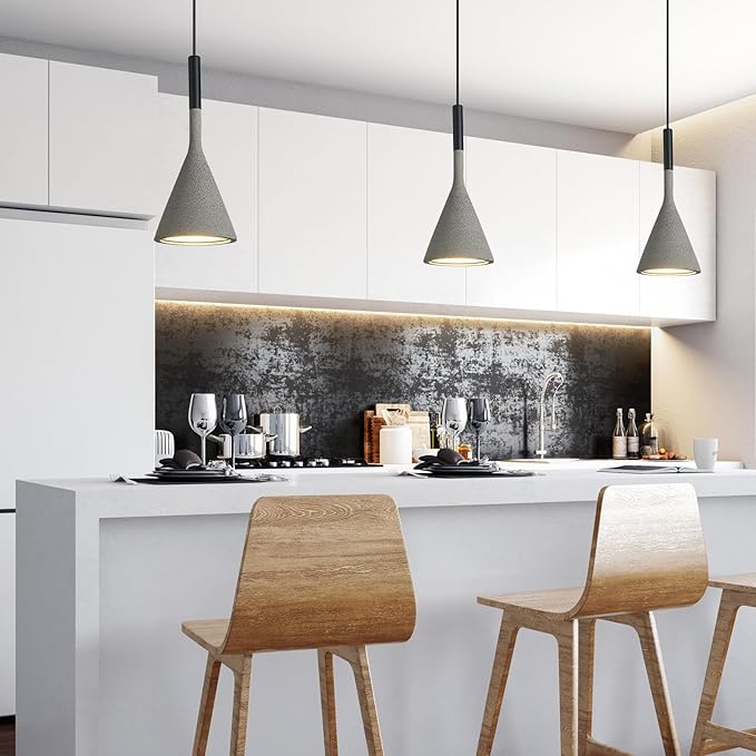 Farmhouse Black Pendant Light Fixtures 1-Light Concrete Industrial Kitchen Island Pendant Lighting for Dining Room Bedroom Hallway Pendant Ceiling Lamp(2-Pack)