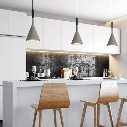 Farmhouse Black Pendant Light Fixtures 1-Light Concrete Industrial Kitchen Island Pendant Lighting for Dining Room Bedroom Hallway Pendant Ceiling Lamp(2-Pack)