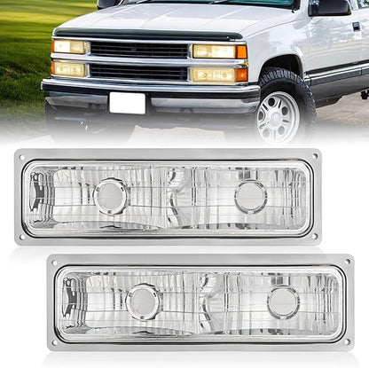 Nilight Parking Turn Signal Light Compatible with 1988 1989 1990 1991 1992 1993 1994 1995 1996 1997 1998 Chevy GMC C10 C/K 1988-1999 Silverado Suburban Sierra Blazer Tahoe Yukon Front Bumper Lights
