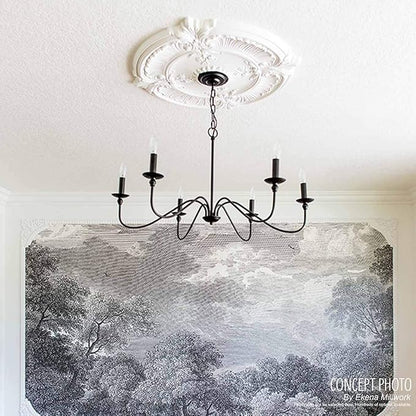 Ekena Millwork CM15LI2 15 3/8"OD x 7"ID x 1"P Lisbon Ceiling Medallion, Fits Canopies up to 7", 2 Piece