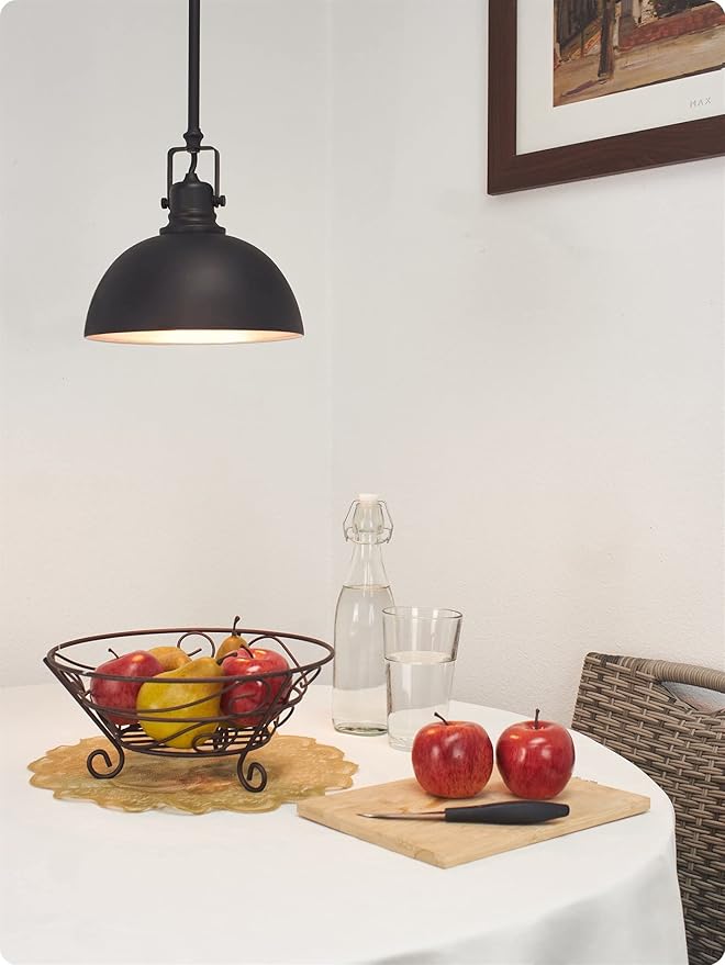 Kira Home Belle 9" Modern Industrial Pendant Light with Dome Shade, Petit Retro Metal Dark Brown Hanging Light, Oil Rubbed Bronze Finish