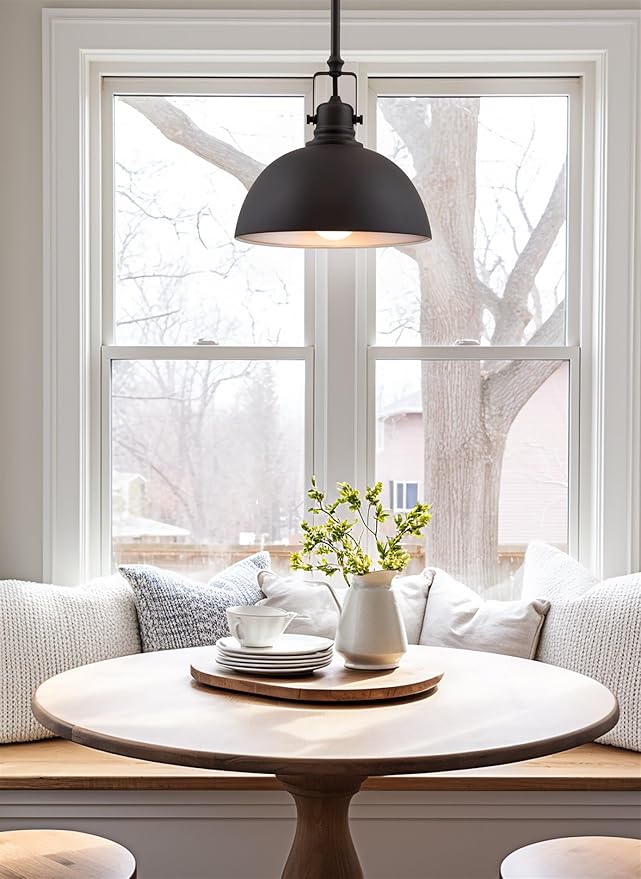 Kira Home Belle 9" Modern Industrial Pendant Light with Dome Shade, Petit Retro Metal Dark Brown Hanging Light, Oil Rubbed Bronze Finish