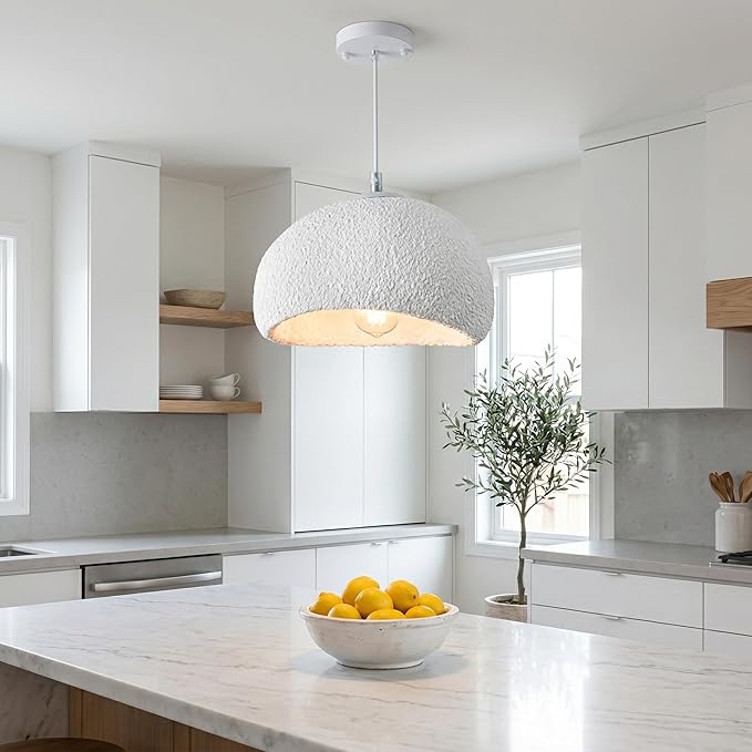 Wabi Sabi Pendant Light Oval, 15.7in Japanese Ceiling Fixture for Dining Room Kitchen Island Hallway Bedroom Restaurant, Adjustable Modern Japandi Hanging Lamp, E26 Base (40cm/15.7in)