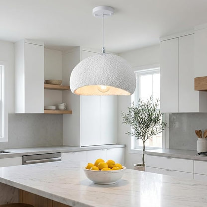 Wabi Sabi Pendant Light Oval, 15.7in Japanese Ceiling Fixture for Dining Room Kitchen Island Hallway Bedroom Restaurant, Adjustable Modern Japandi Hanging Lamp, E26 Base (40cm/15.7in)