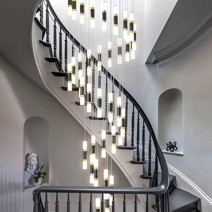 36-Light Modern Chandeliers for Entryway Ceiling Pendant Light Dimmable LED 216W Staircase Large Chandelier Lobby Living Room Foyer High Ceiling Chandelier (Black Gold)