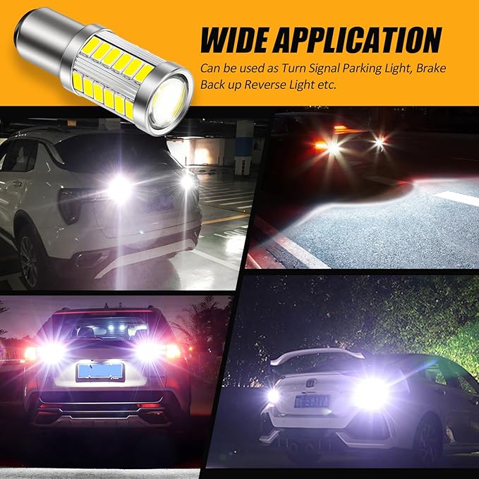 Auxbeam 1157 LED Bulbs 6500K White, Super Bright 2057 2357 7528 BAY15D Replacement Bulb for Backup Reverse Lights, 3030 33-SMD Chipset, Pack of 2