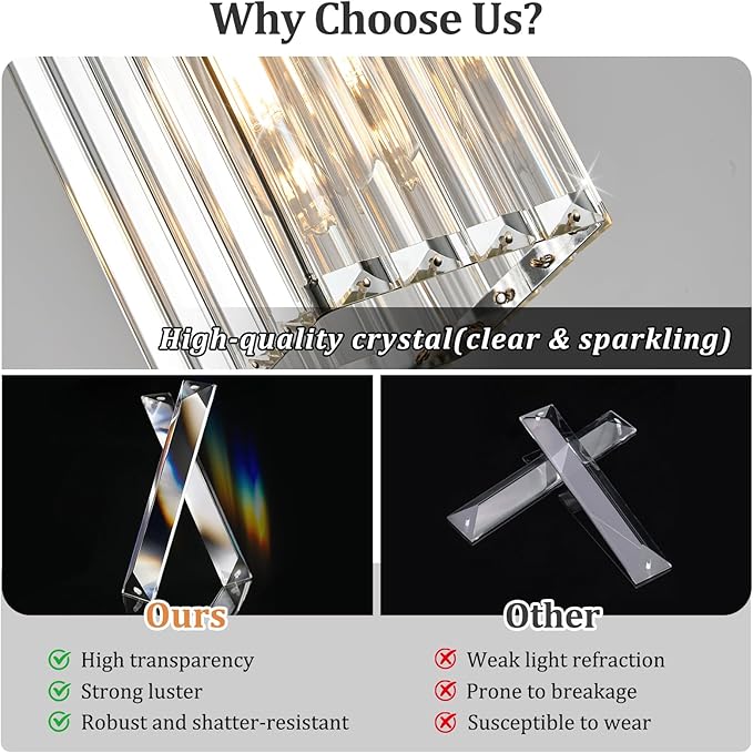 Modern Crystal Pendant Lights Kitchen Island, 1-Light Chrome Hanging Light with Clear Crystal Shade, Adjustable Height Pendant Lighting for Kitchen Island Dining Room Bedroom Bar Entryway