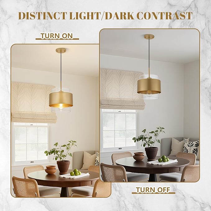 9.8" Modern Pendant Lights Kitchen Island, Hanging Light Fixtures with Durable Metal Shades, Adjustable Pendant Lights for Kitchen Island Bedroom Hallway, 2 Pack