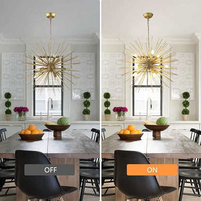 Modern 28.34" Gold Sputnik Chandelier 9-Light Mid-Century Starburst Chandeliers Solid Metal Satellite Firework Urchin Light Fixture for High Ceilings Dining Room Kitchen Living Room, E12