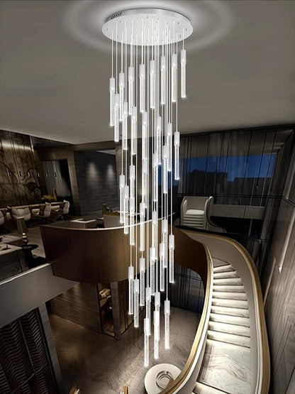 Flashing God 181'' Large Chandeliers for High Ceiling 36-Lights Raindrop Crystal Chandelier Modern Bubble Chandelier Crystal Pendant Light for Living Room Staircaes Foyer Entrance Silver
