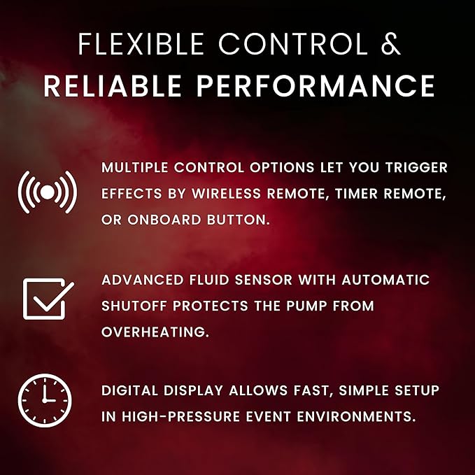 CHAUVET DJ – Geyser T6 Vertical Fog Machine | Pyrotechnic Style Fog Effect Without Toxic Chemicals or CO2 | Wireless and Timer Remote Control | Compact Design for Mobile Applications