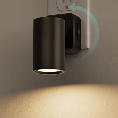 Briignite Night Lights Plug into Wall, 320° Rotation Plug in Night Light, Dusk to Dawn Nightlight, Dimmable Soft White 1W Led Night Light for Bedroom, Spot Light, Kids Room, Stair