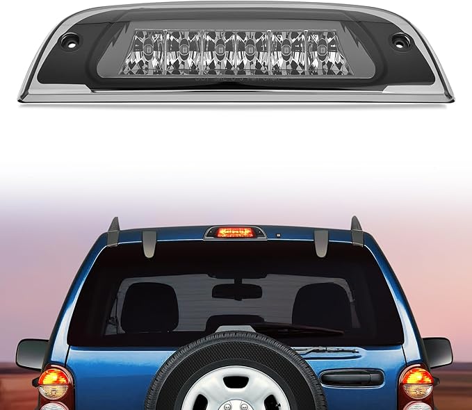 Nilight Third Brake Light Tail High Mount 3rd Stop Lights Smoked Lens Compatible with Jeep Liberty 2002 2003 2004 2005 2006 2007 Van SUV Rear Center Cab Lamp