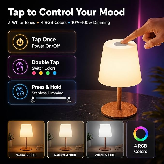 EZVALO Spa-Like Shower Lamp – Waterproof Bathroom Lamp with Remote, Rechargeable Cordless Mood Light, 3 Color Temps & 80 RGB Colors for Relaxing Bathroom & Bathtub Experience (2 Packs)