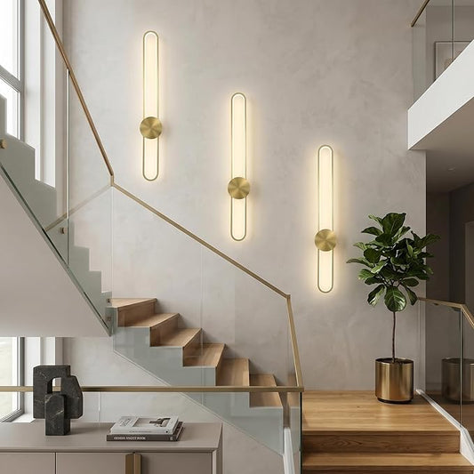 JAYMP Modern Wall Sconce 4000K Dimmable LED Wall Light Fixture, Hardwired Wall Lamp for Living Room, Dining Room, Bedroom, Hallway, Lobby, Entryway, 1 Pack (Brushed Gold, H90cm/35.4inch)